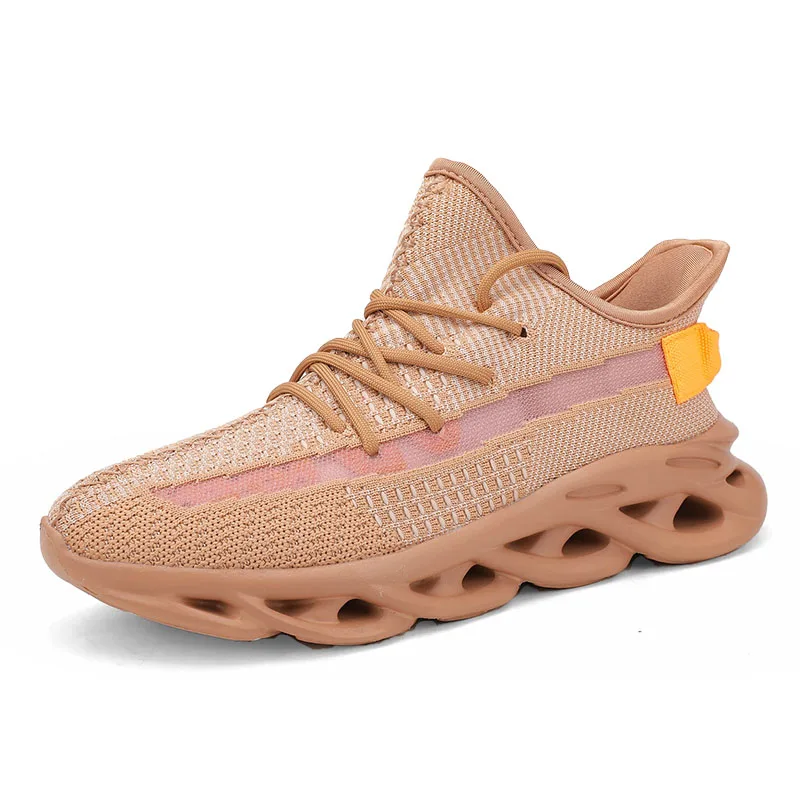 Men Running Shoes Breathable Lightweight Woven Upper Sports Shoe Jogging Footwear Blade Soft Shock Absorbing Superstar Sneakers - Цвет: orange 1