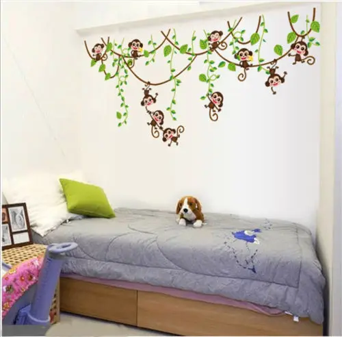 

2019 New Removable Jungle Monkey Tree Wall Stickers PVC Art Vinyl Decal Baby Nursery Room Decor DIY