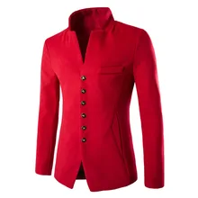 Модный шерстяной мужской костюм красивый повседневный костюм, жакет для весны и зимы, куртка с воротником-стойкой, однотонный, большие размеры