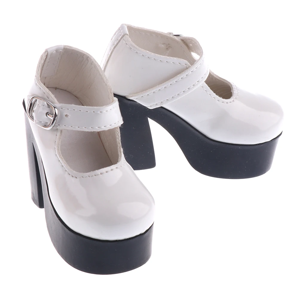 Fashion 1/3 BJD Dolls Leather Shoes Ankle Belt High Heel Outfit for Dollfie MSD DZ Dolls White