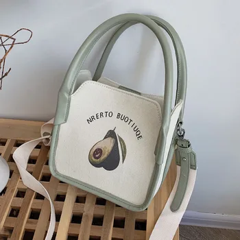 

Fashion Simple Women Canvas Bucket Bags Ins Style Handbags New Female Casual Shoulder Messenger Bag Chic Small Square Bags 2019