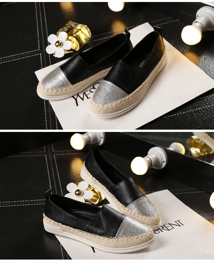 WDHKUN/брендовые Лоскутные эспадрильи; женская обувь из натуральной кожи на толстой мягкой подошве; женские лоферы; белые кожаные мокасины