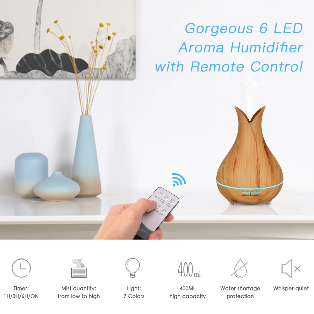 AC100 240V 14 Вт 6 LED ночник 7 видов цветов Изменение 400 мл арома диффузор увлажнитель