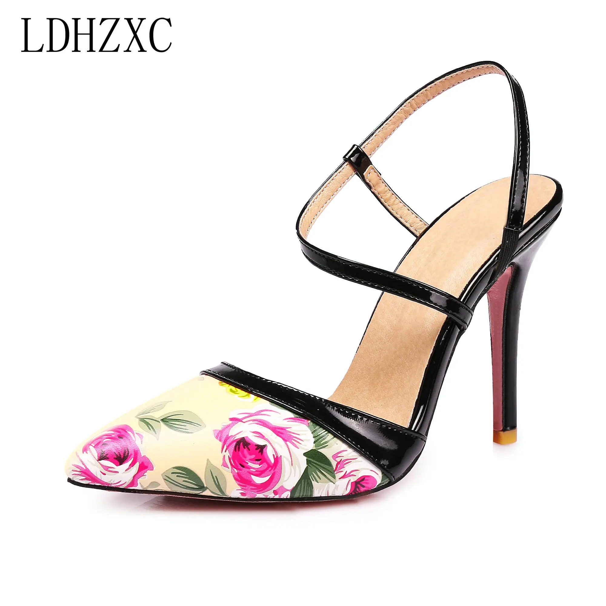 

LDHZXC 2019 Women sandals Shoes big size 41 42 Buckle Fashion Thin Super High Heels Pointed Toe Shallow Ladies sandals Shoes