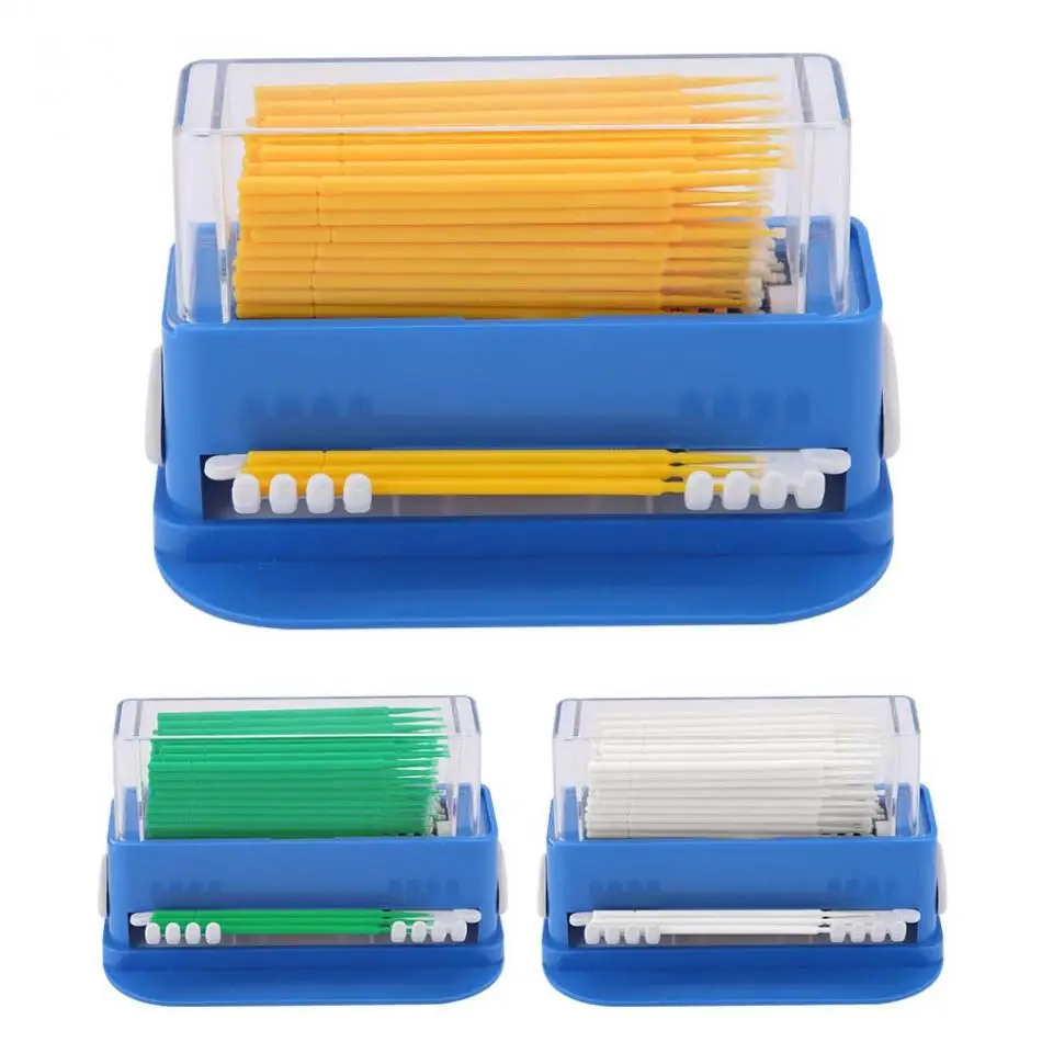 3 цвета зубные одноразовые микро-аппликатор Совет гибкие палочки диспенсер для щеточек с коробкой