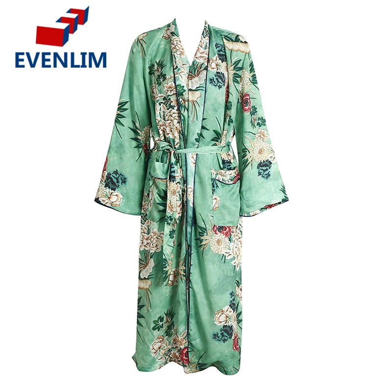 EVENLIM Floral Print font b Blouse b font Shirt Long Kimono Women Belt Slim Dress Cardigan