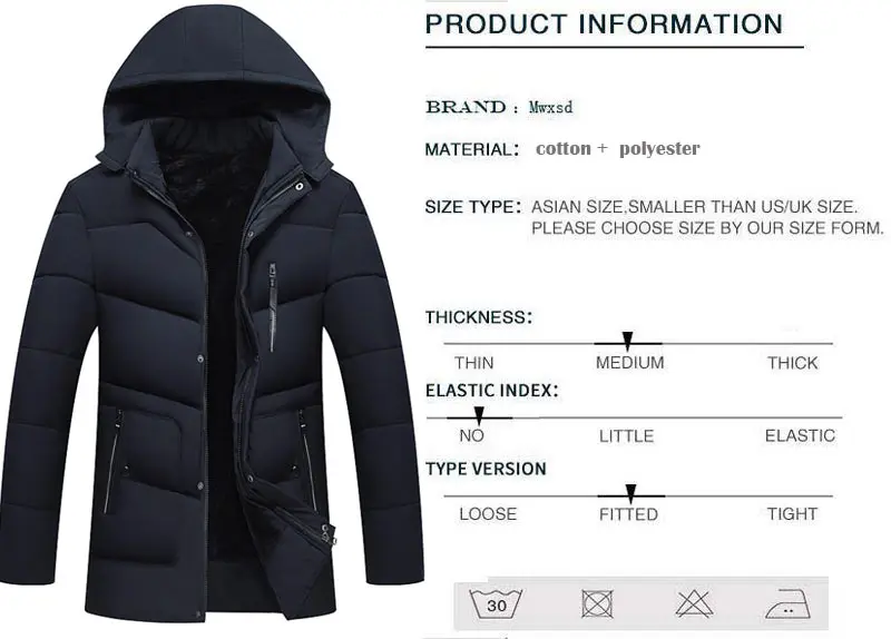 Mwxsd зимняя мужская теплая Толстая парка с капюшоном, Мужская теплая меховая куртка и пальто для-20 градусов, мужской Тренч, верхняя одежда