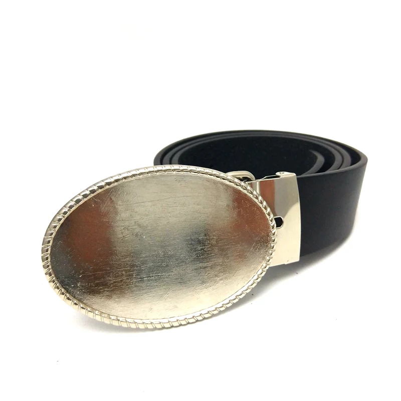 

Drop shipping designer belts men high quality belts for jeans black Pu leather belt men cowboy clip oval blank metal belt buckle