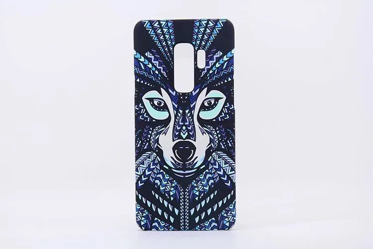 Luminous Aztec Animal Case for Samsung Galaxy S9 S8 S7 S6 Edge Cover Embossed Rabbit Wolf Elephant PC Fundas Case For Samsung S9 (1)