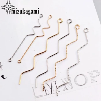 

Curved Wavy Earrings With Hanging Earpins Ear Clip Hooks 10pcs/lot For DIY Long Drop Earrings Jewelry Making Accessories