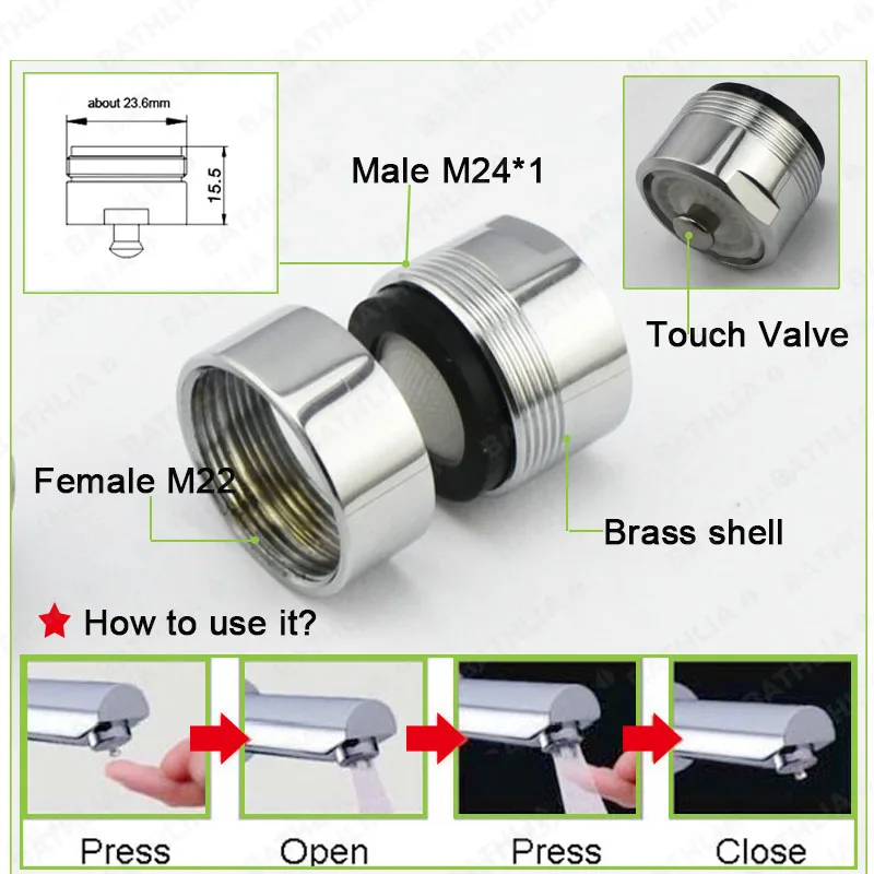 Латунный аэратор для крана с одним касанием, аэратор для водопроводного клапана M24, аэратор для раковины с носиком, аэратор для крана под водой