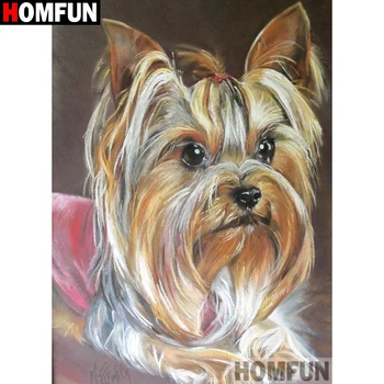 

HOMFUN Square Round Drill 5D Diamond Painting Environmental Crafts Full Diamond Embroidery "Oil painting dog" Home decor A26051
