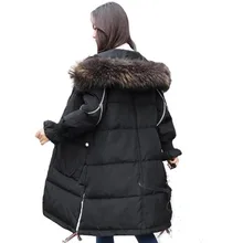 KMETRAM/зимнее пальто для женщин, толстая белая куртка-пуховик на утином пуху, парка с капюшоном и воротником из натурального меха енота, женское Свободное длинное пальто MY475