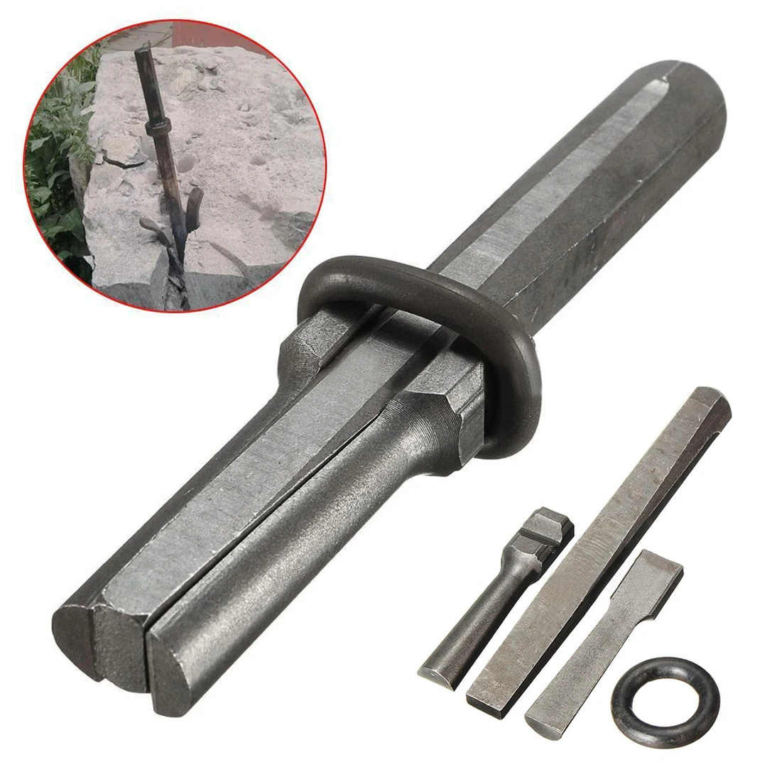 7Set Durable Stone Splitter Plug Wedges and Feathers Shims Concrete