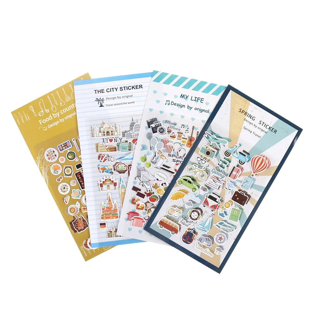 

2 Pcs/lot Vintage Travel Food PVC Paper Sticker DIY Decoration Sticker For Album Diary Scrapbooking Planner Kawaii Stationery