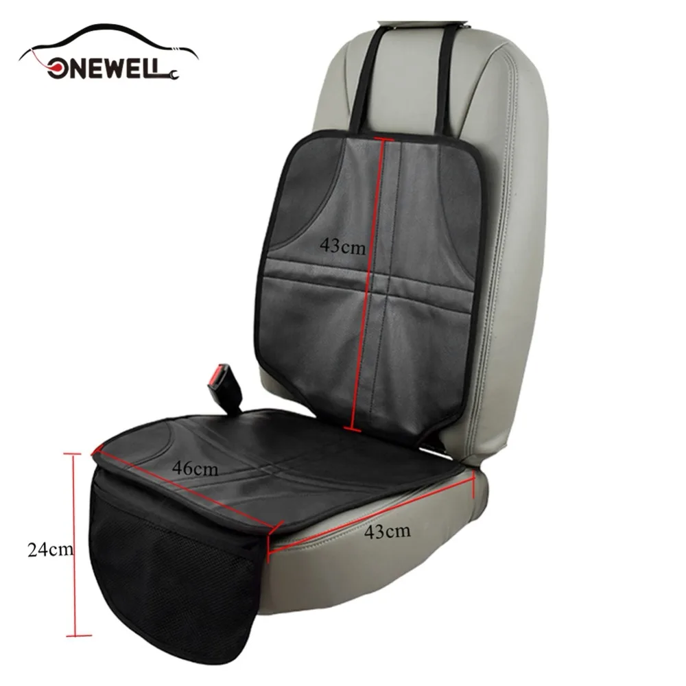 ONEWELL Child Car Seat Black Leather Protector Baby Auto Seat Protector