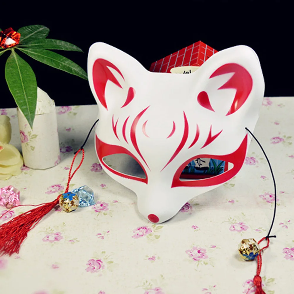 

Japanese Fox Mask Cosplay Anime half face mask The Light Of The Fireflies Forest Natsume Yuujinchou Fox Mask Fox Cat Face Masks