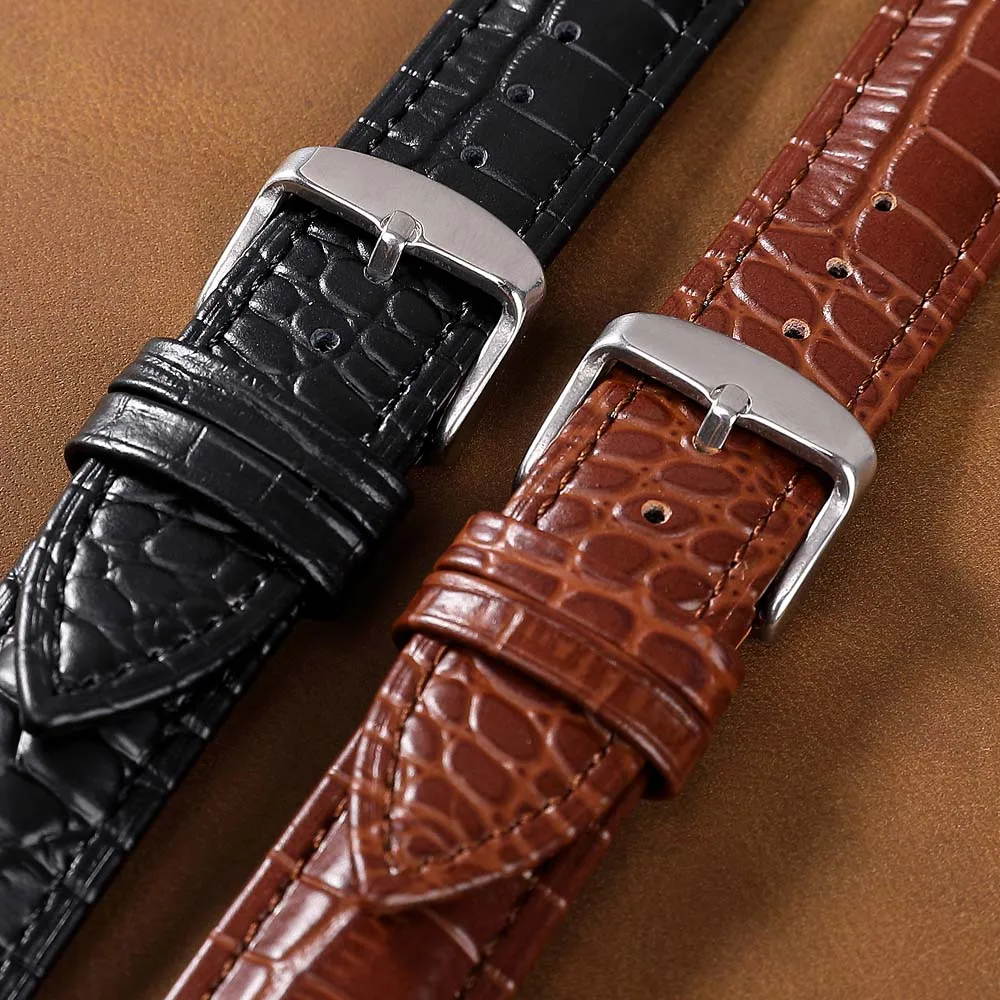 

2019 Genuine Leather Watchbands 12-24mm Universal Watch Fashion buckle Band Steel Buckle Strap Wrist Belt Bracelet zegarek damsk