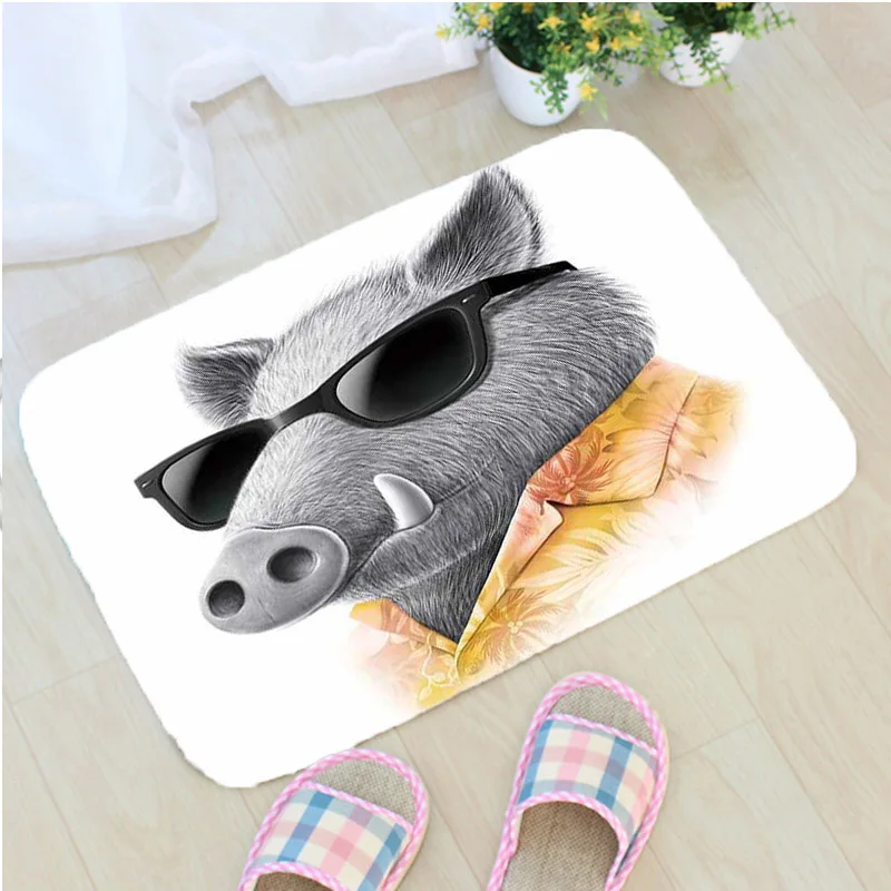 

Creative Cartoon Animal Door Mat Pig Printing Flannel Fabric Floor Mat Home Decoration Non-slip Doormat vloermat mata do drzwi