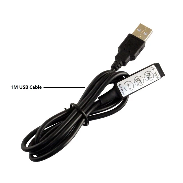 USB RGB LED Controller 5V DC Mini 3 Keys with 1M USB Cable for 5V RGB