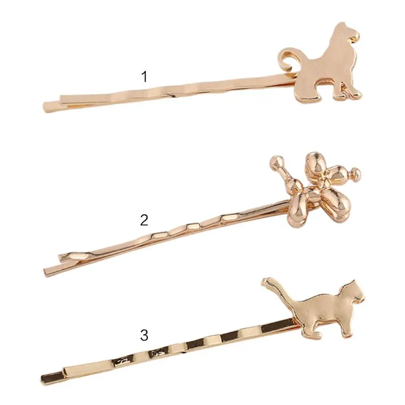 

Korean Metallic Gold Baking Paint Hair Clip Women Cute Puppy Dog Wavy Hairpins Preppy Style Side Bangs Hair Styling Accessories