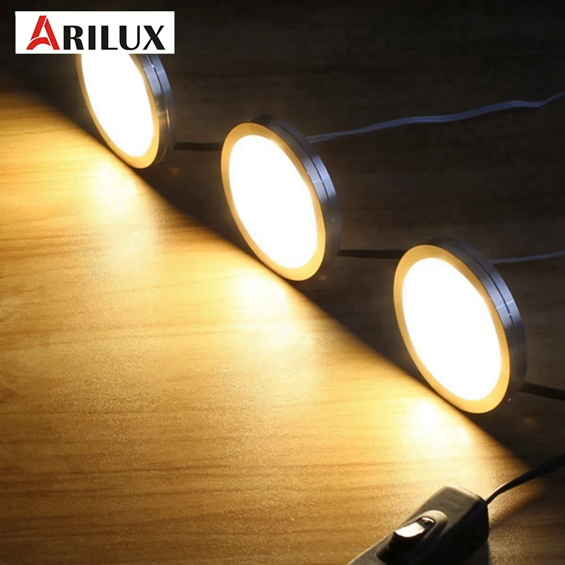 

ARILUX 6 Pcs LED Under Cabinet Light DC12V 2W SMD2835 12Leds Warm White Thin Alluminum Light Lamp