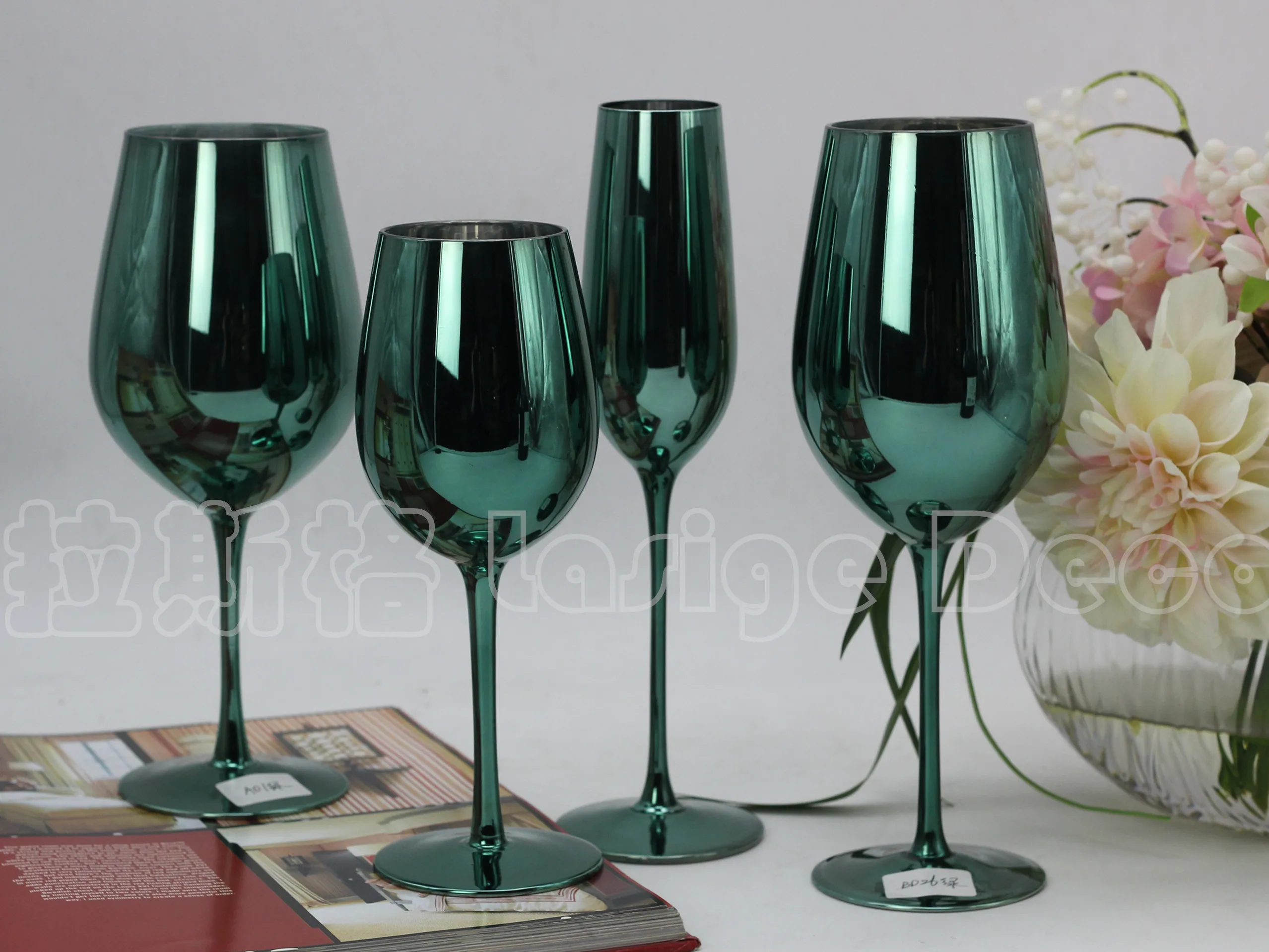 Рождество креативный зеленый цвет металлическое стекло с бокалом шампанского вина Кубок Свадебные украшения комнаты Зеленый Кубок