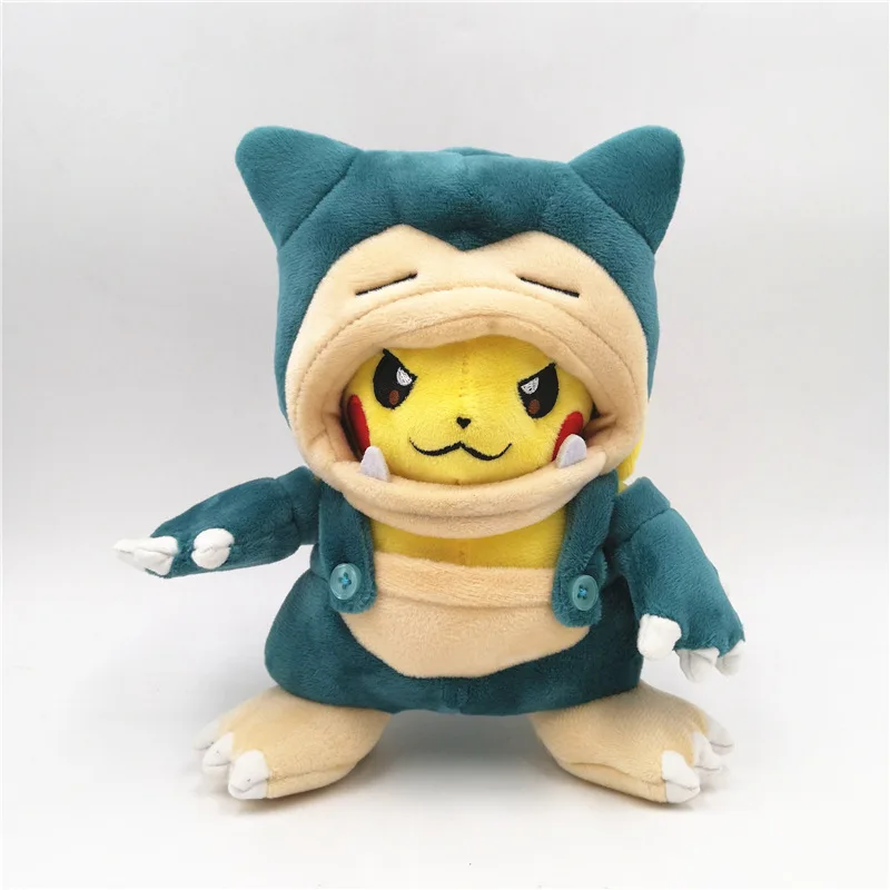 Мультяшные животные Пикачу Косплей Snorlax Charizard Garchomp плюшевые куклы с накидкой Cos Pikachu Подарочная игрушка 18 см