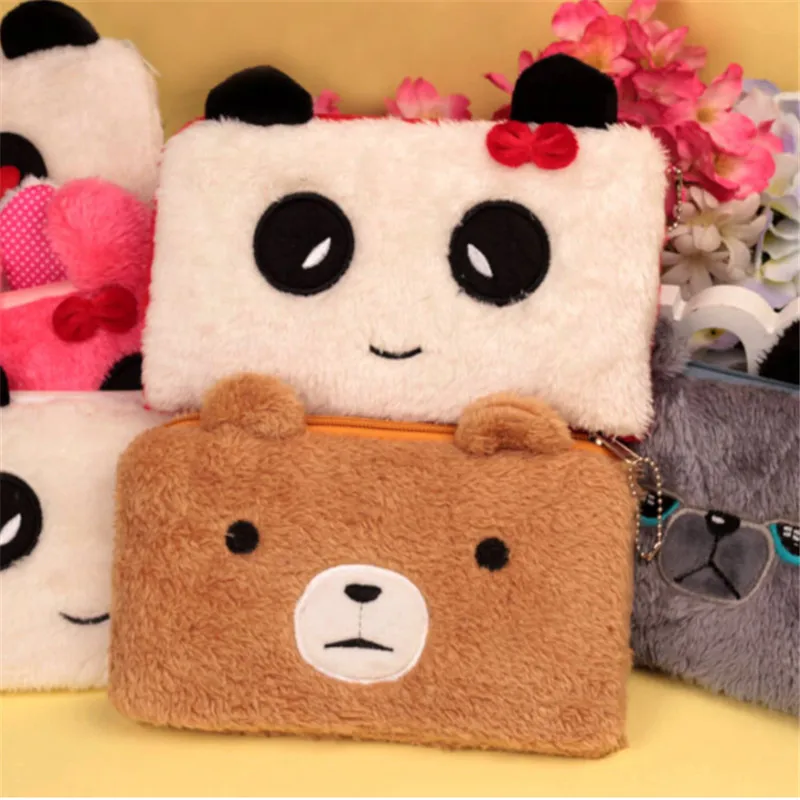 

New 1Pcs Panda Pattern Plush Cosmetic Bags Lovely Girls Cartoon Makeup Bag Women Kids Big Storage Travel Organizer Pouch