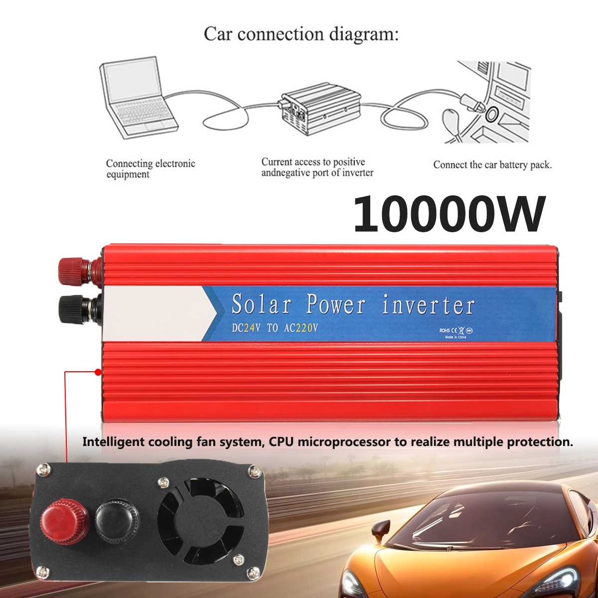 

12/24V To AC 220/110V PEAK 10000W Car Power Inverter Converter USB Modified Sine Wave Voltage Transformer Universal Intelligent