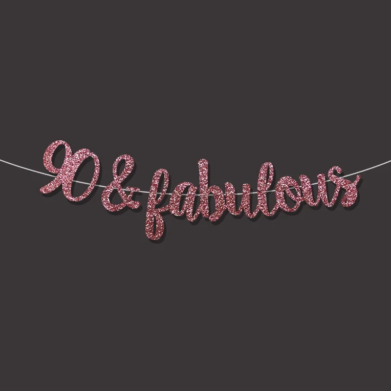 Золотой/черный/Серебряный Блестящий 90 & Сказочный баннер 90th happpy знак дня рождения