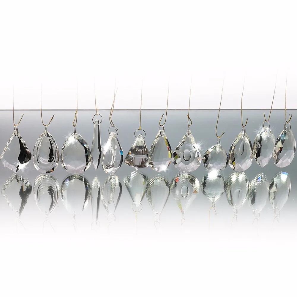 H& D упаковка из 12 прозрачных кристаллов люстра лампа освещение капли кулон шарик призмы подвесные призмы детали Suncatcher домашний декор