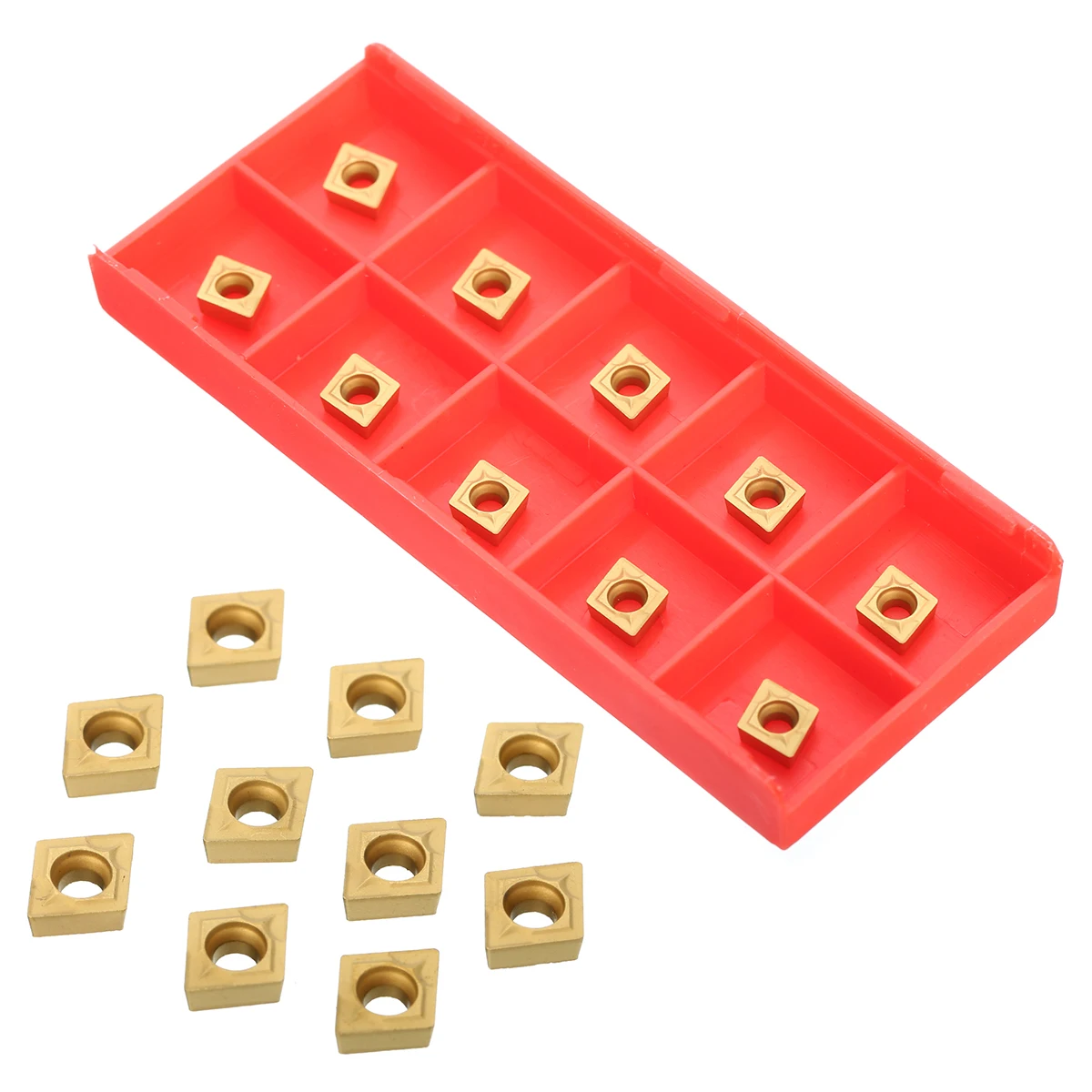 10pcs New Gold CCMT060204 US735 CCMT21.51 Inserts CNC Turning Tool Inserts with Box 6x6x2.5mm