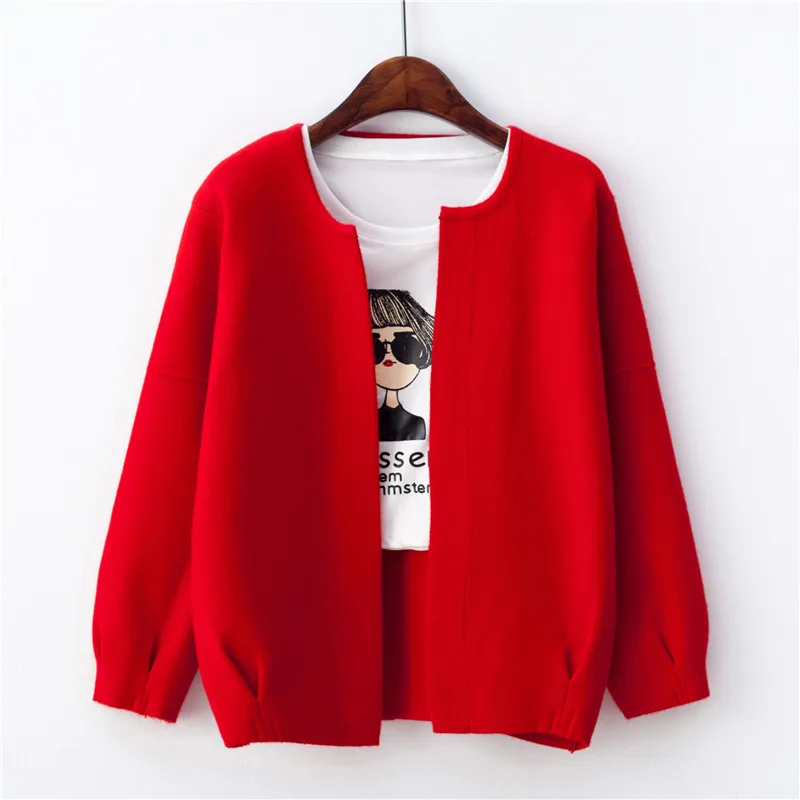 

New Knit Sweater Women Spring and Autumn Cardigan Jackets Lantern Sleeve Loose Short Female Sweater Cardigan Coats IOQRCJV AA884
