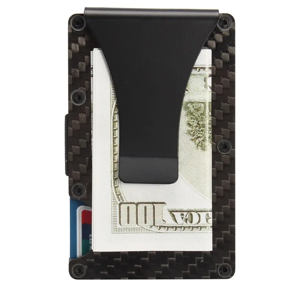 

2019 New Men Card Holder Slim Carbon Fiber Credit Card Holder Metal Wallet Anti Scan Function Hold Card Coins Cash