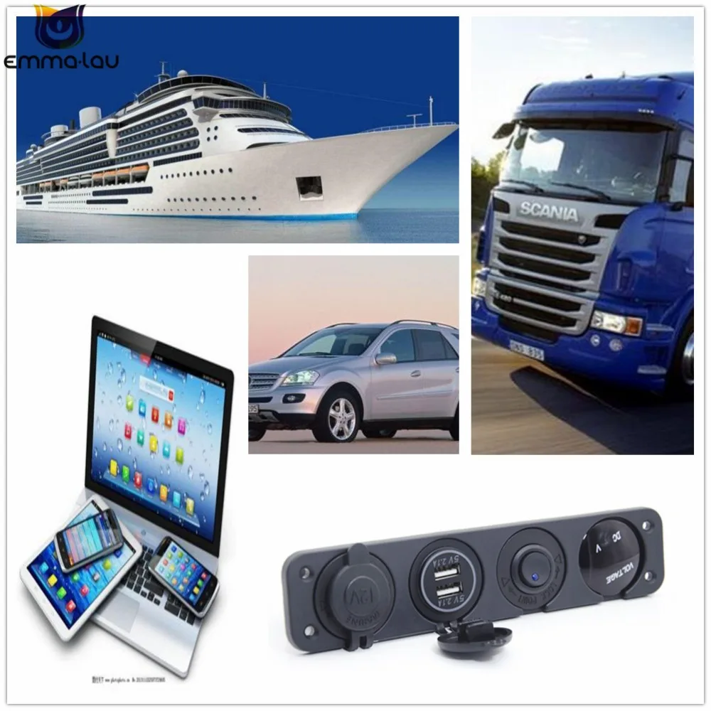 DIY водонепроницаемый четыре функции панели двойной USB разъем+ светодиодный вольтметр+ 12 В выход+ тумблер для автомобиля лодки RV грузовик транспортных средств
