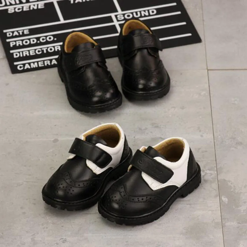 

Fashion Girls' Boys' Children Single Shoes Hook Loop Round Toe Rubber Cow Genuine Leather Anti-slippery Hard-wearing Flats Shoes