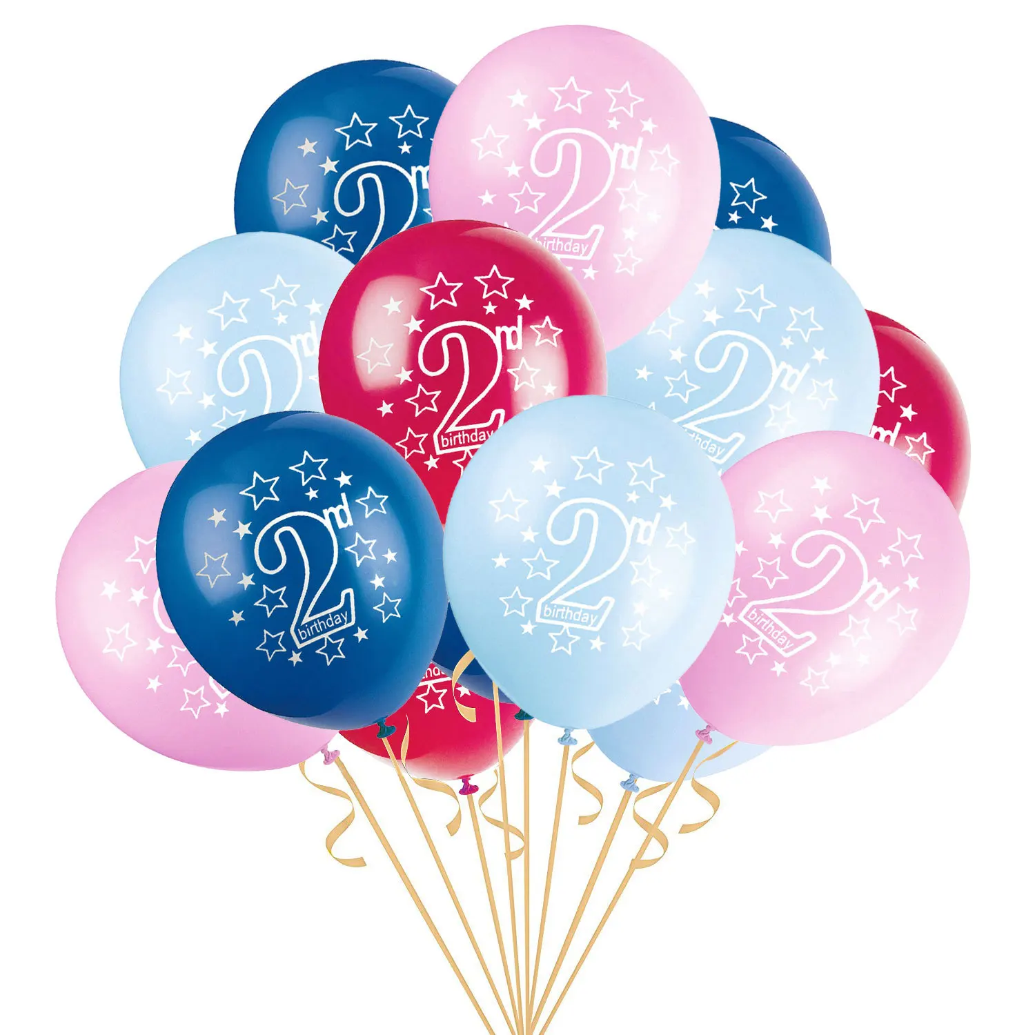 

Pink Blue 2nd Stars Printed Pearl Latex Balloons Baby 2 Years Old 2nd Birthday Party Baby Shower Anniversary Decoration Supplies