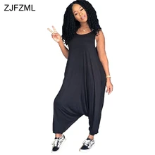 ZJFZML Sexy Rompers Womens Jumpsuit Summer 2018 Sleeveless One Piece Long Pants Overalls O-Neck Casual Loose Harem Jumpsuits