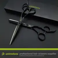 6 "univinlions สีดำ VG10 professional กรรไกรตัดผม hairdressing ตัดทรงผม salon clippers ญี่ปุ่นผมตัดกรรไกร