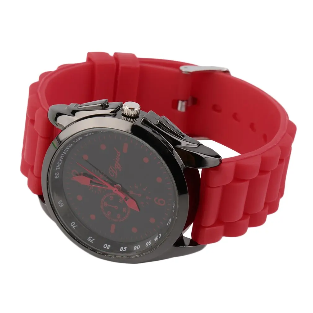 Унисекс синий силикон красного цвета ремешок Мода кварцевые аналоговые часы спортивные повседневное наручные часы для продаж