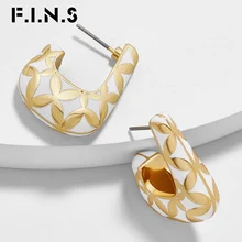 F.I.N.S золотой цвет металлические корейские сережки-шпильки геометрические белые оранжевые эмалированные Цветочные богемные серьги Модные ювелирные изделия для женщин