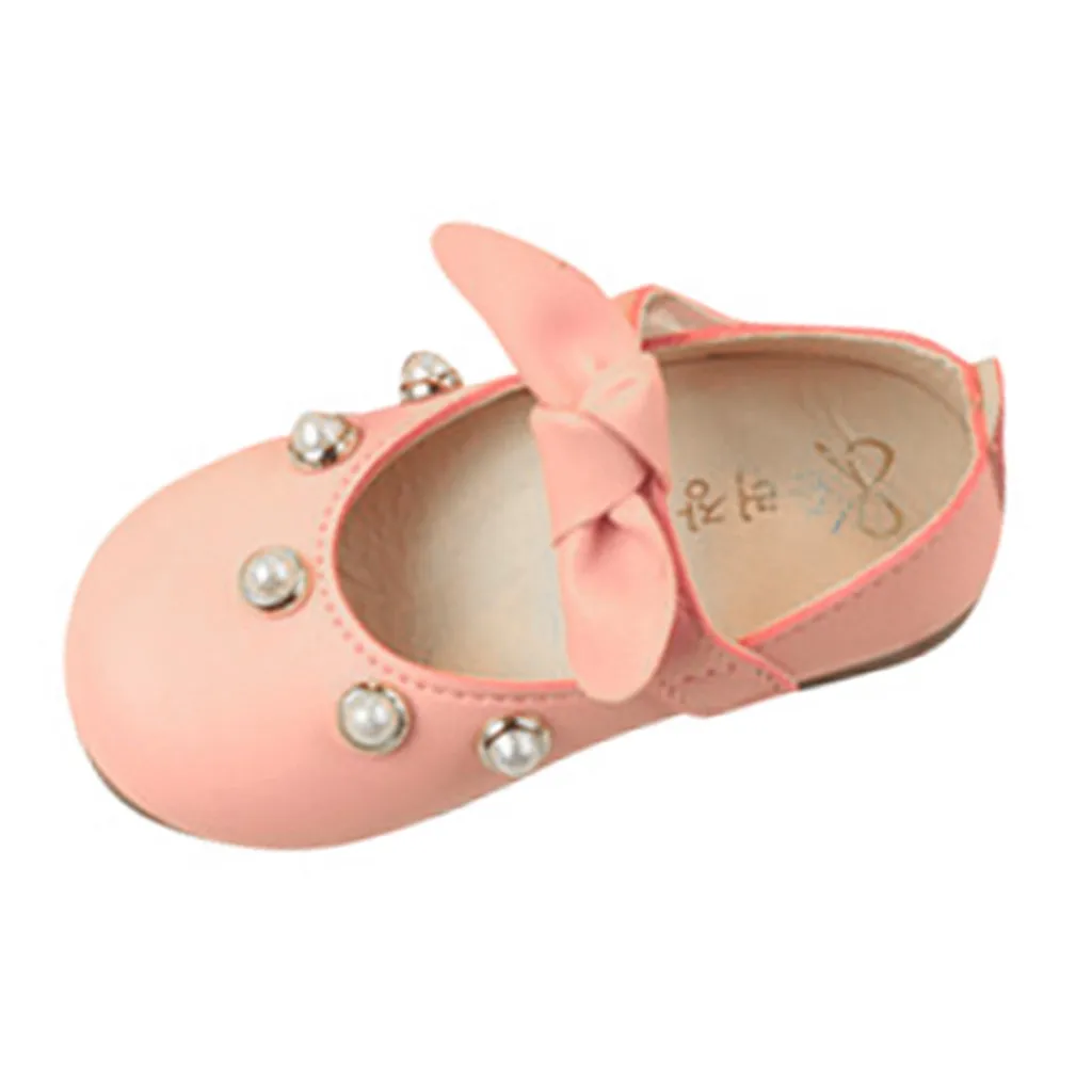 Прогулочная обувь для девочек с бантиком-бабочкой и жемчугом; элегантная Милая обувь принцессы; кожаные туфли на клейкой подошве; дышащие летние туфли;# YL - Цвет: B