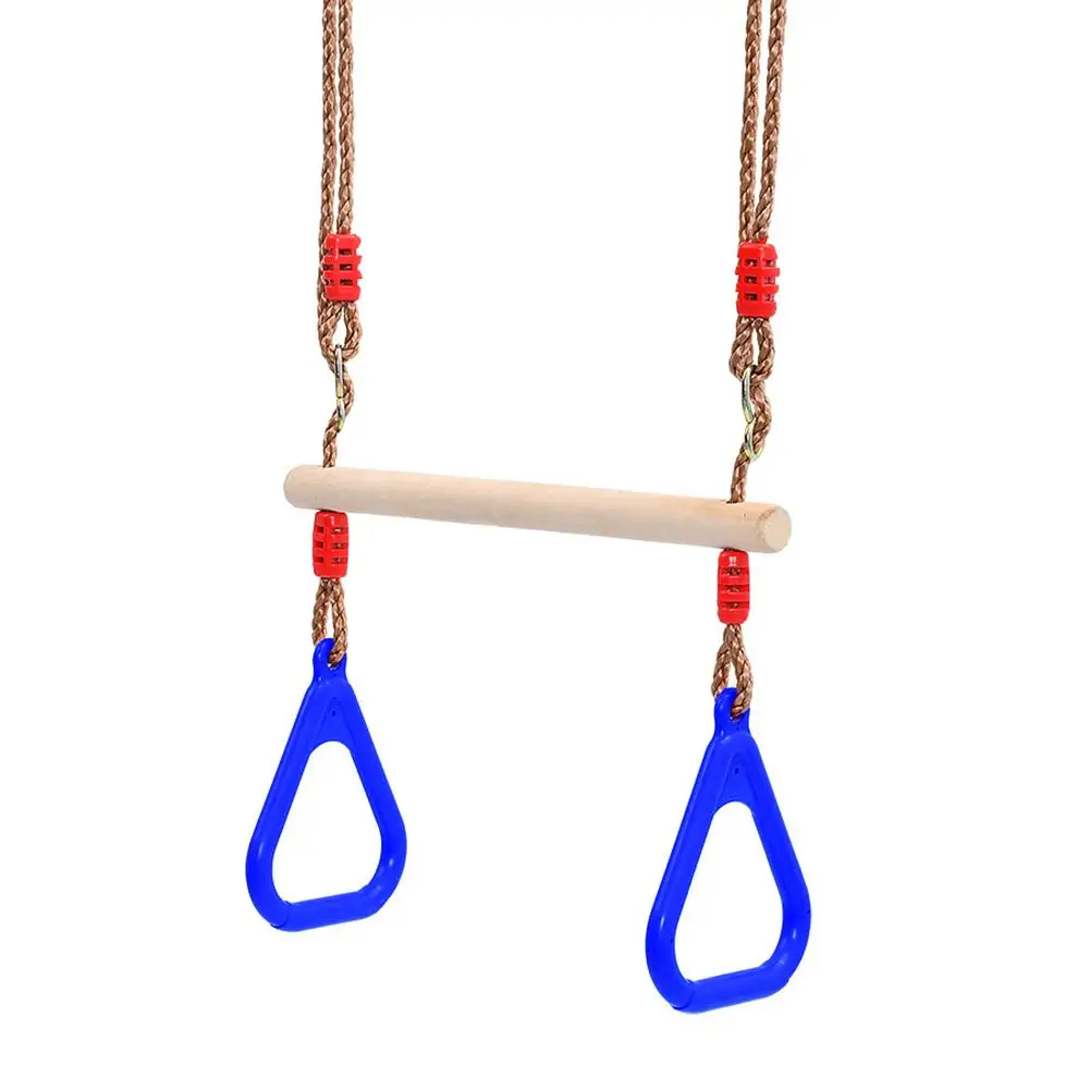 Children Trapeze Swing Bar Rings Wooden Playset Plastic Rings Gym Kids Children Adult Fitness Ring