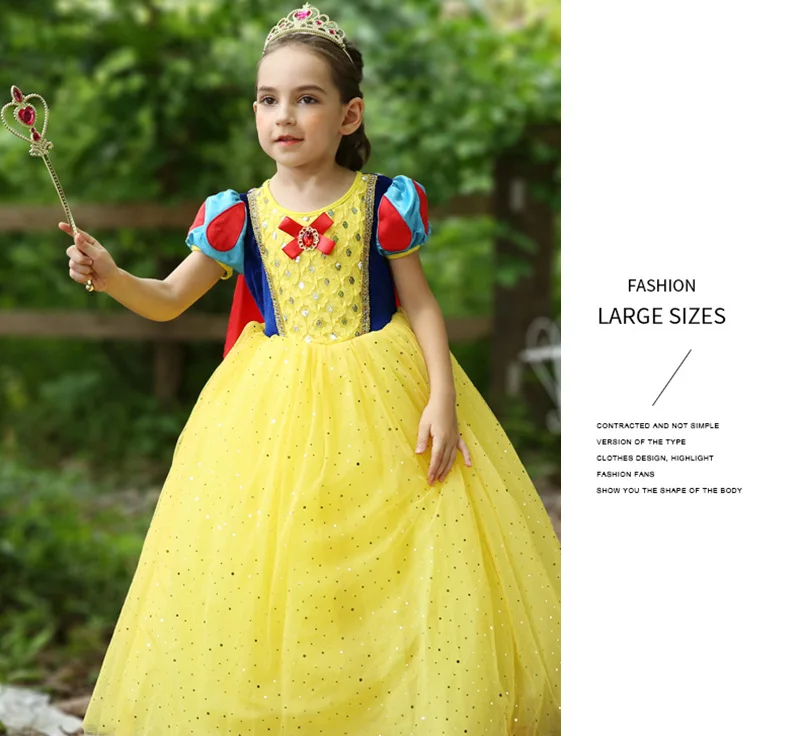 Детский роскошный костюм Белоснежки сказочная Снежная принцесса маскарадный костюм нарядное платье вечерние костюмы на Хэллоуин для детей