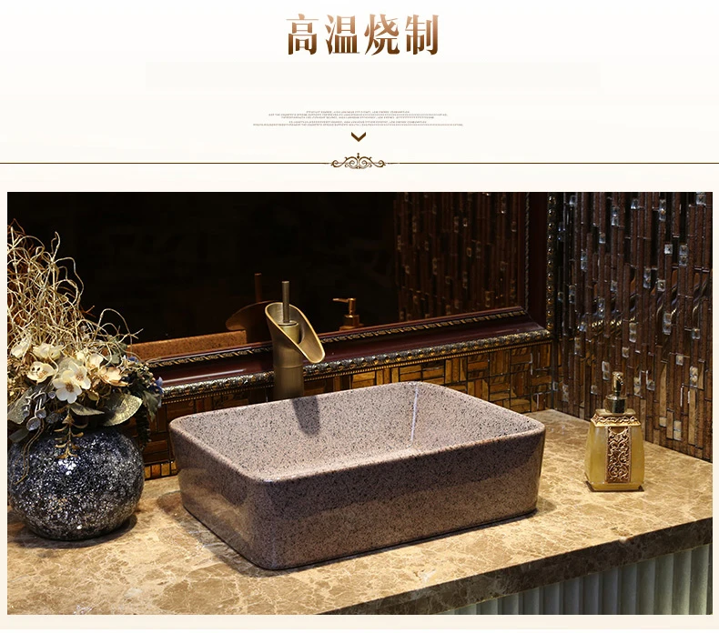 Rectangle China Artistic Handmade Ceramic Bathroom Sinks Lavobo Counter top table top basin bathroom sink (3)