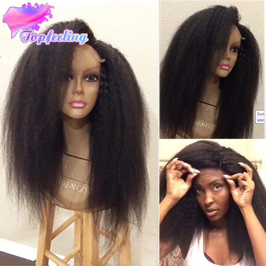 

Cheap Glueless Full Lace Human Hair Wigs Kinky Yaki Straight Lace Front Wig For Black Women Virgin Human Hair Wig With Baby Hair