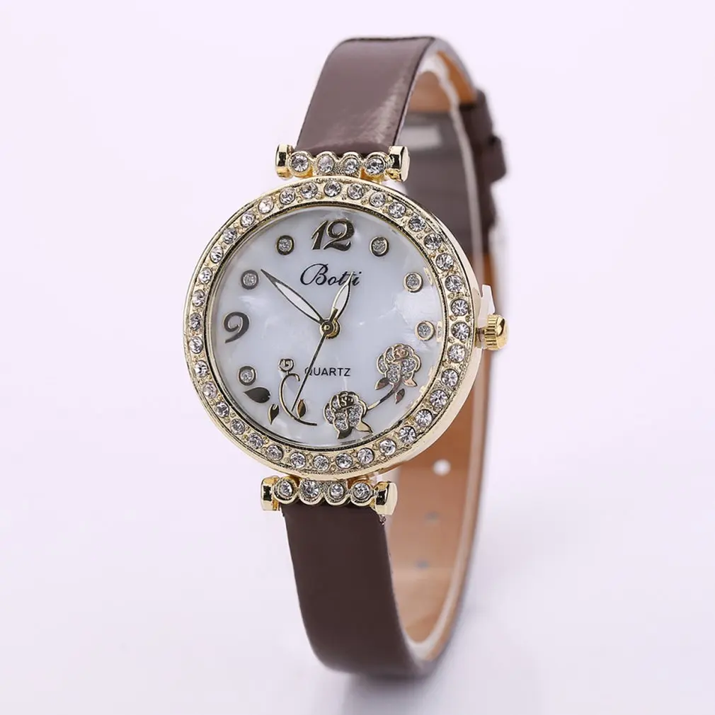 shiny crystal decorating Quartz Watch Ladies Big Round Wrist Watch