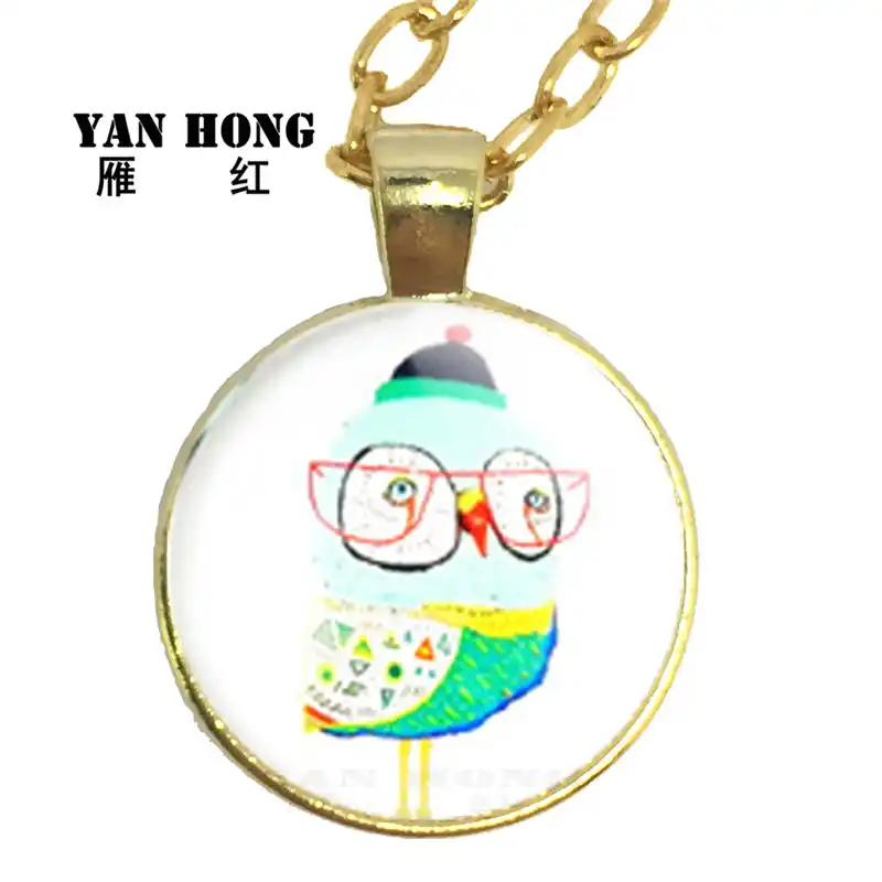 Стекло модное Кристальное ожерелье ручной работы, сова мультфильм дизайн. Сова-символ мудрости и мужества. Это подарок на день рождения
