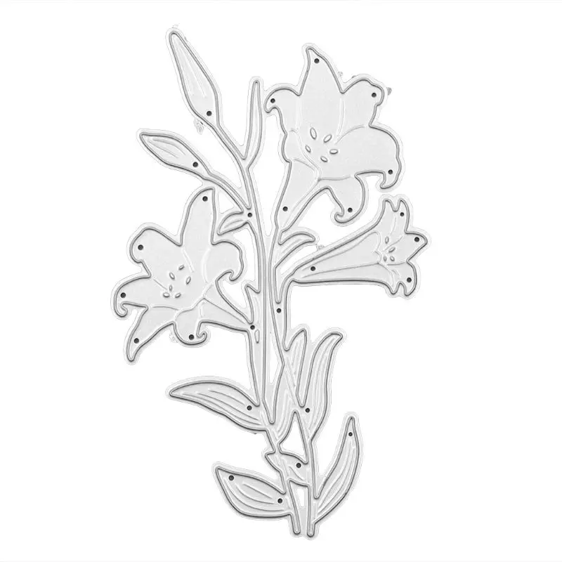 

OOTDTY Lily Flower Metal Cutting Dies Stencil DIY Scrapbooking Album Stamp Paper Card Embossing Crafts Decor